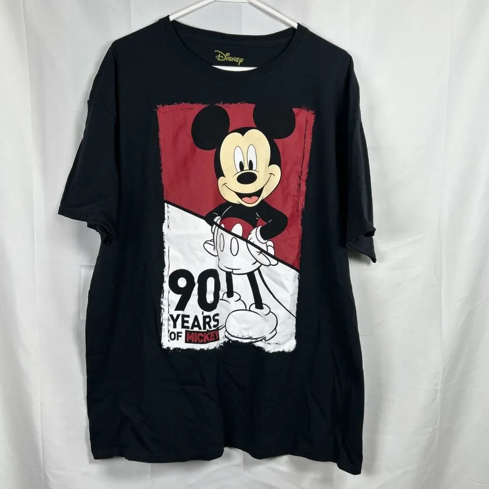 Disney Mickey Mouse 90 Years of Mickey Black T-Shirt Adults Size XL 2018 Unisex
